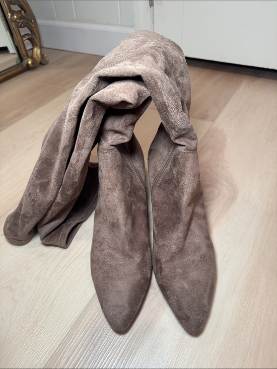 Steve Madden Shoes - Steve Madden Taupe Suede Pointed-Toe Heeled Boots